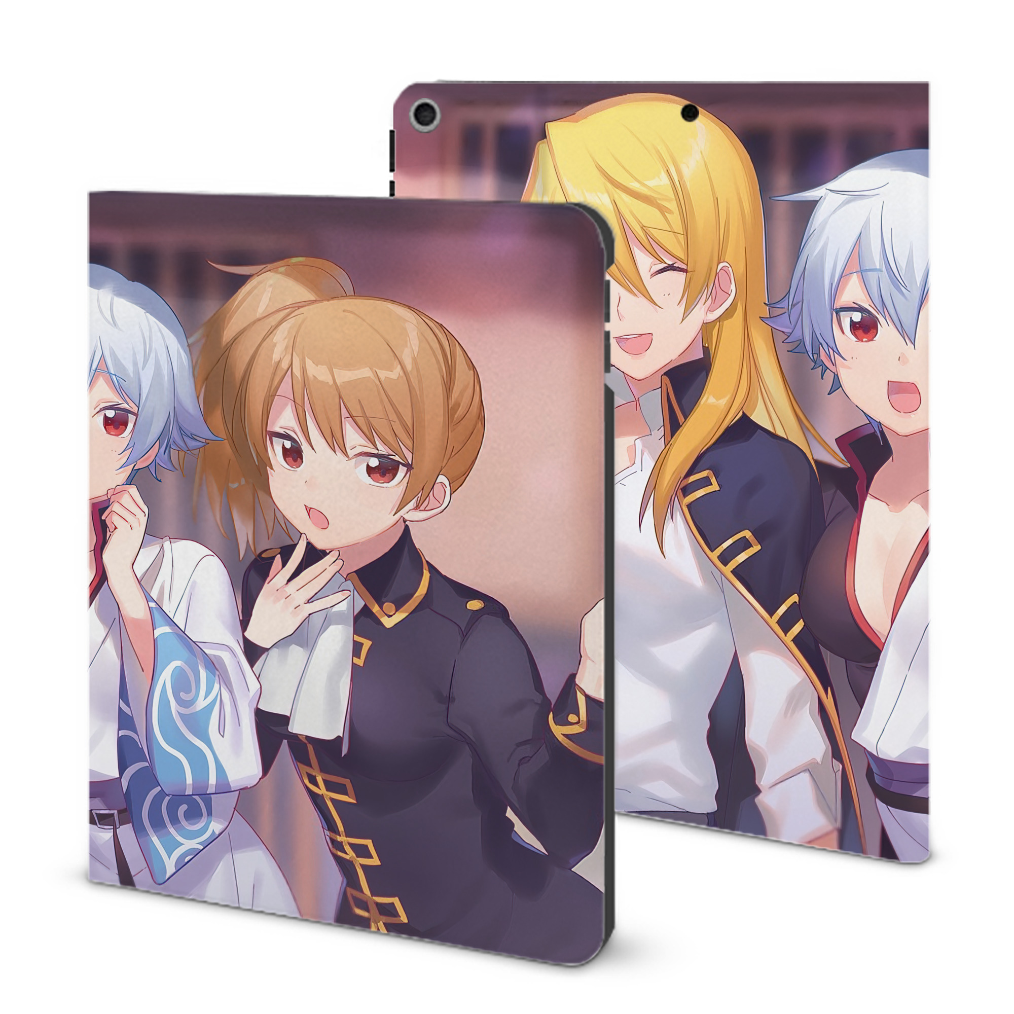 ぎんたま 坂田銀時（さかたぎんとき） 神楽 志村新八（しむら しんぱち） GINTAMA Sakata Gintoki Kagura Shimura Shinpachi IPad ケース ブック型 PUレザー TPU 耐衝撃 軽量 薄型 ペン収納なし 全面保護 IPad 各モデル対応